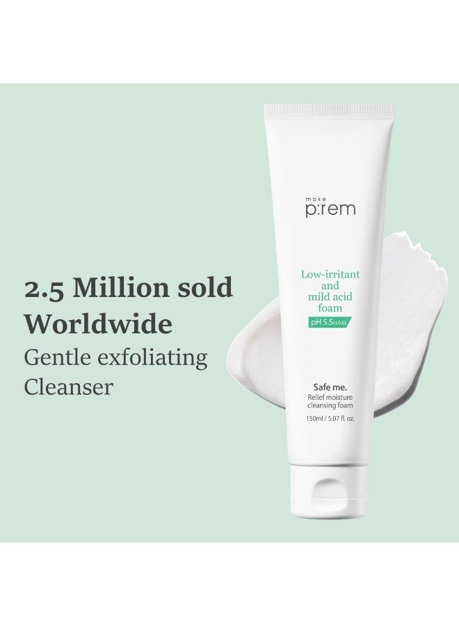 MAKEP:REM Make P:Rem Safe Me. Relief Moisture Cleansing Foam, Delicate Eye-Friendly Face Wash, Ph Balanced Deep Pore Cleansing, Korean Skin Care, 150ml - Image 2